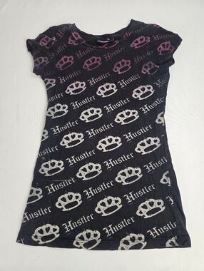 Vintage Hustler Hardcore Since 74 Brass Knuckles Graphic Tee Fitted Shirt